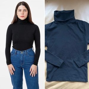 LA Apparel Cotton Spandex Turtleneck S Black NEW